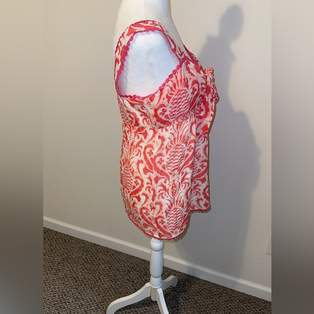 Kate Spade Look for the Silver Lining Pineapple Silk Top Size 8 - Picture 4 of 6